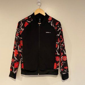 Adidas Neo Womens Black Red EJ7085 Long Sleeve Full Zip Track Jacket Size S